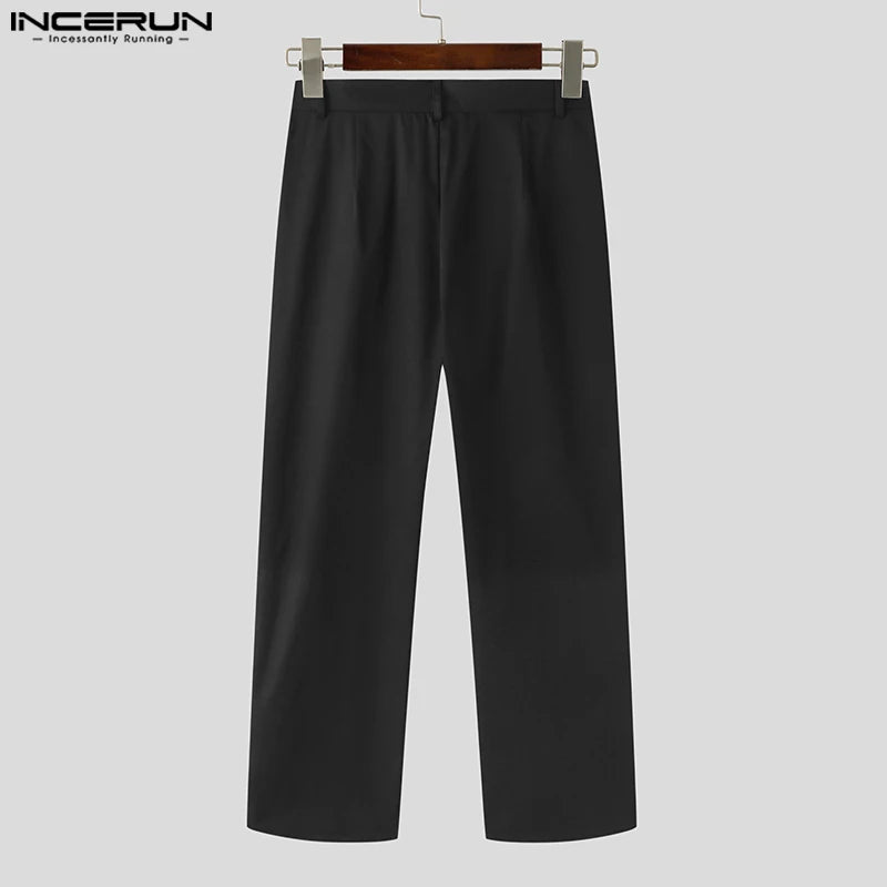 INCERUN 2024 American Style Men Long Pant Mesh Splicing Design Trousers Casual Well Fitting Male Solid Versatile Pantalons S-5XL