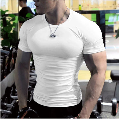 Herren T-Shirt Sommer Kurzarm Rundhals Kurzarm T-Shirt Fitness T-Shirt Fitnessshirt ...