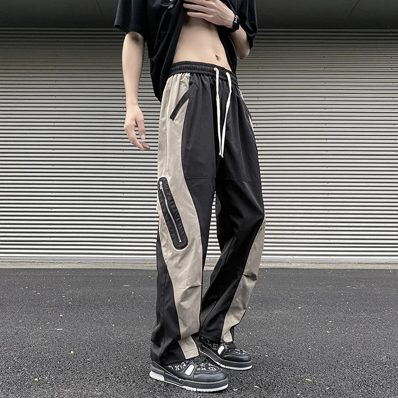 HOUZHOU Techwear Parachute Cargo Pants Men Patchwork Zipper Loose Casual Trousers Male Summer Streetwear Hip Hop Spliced 5XL