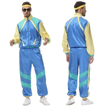 Männer Frauen Vintage 80er Jahre Hip Hop Disco Cosplay Hippie Kostüm Halloween Purim Karneval Party Paar Trainingsanzug Outfit