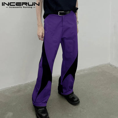 INCERUN 2024 Korean Style Pantalons Men's Deconstructive Splicing Design Long Pant Casual Well Fitting Male Solid Trousers S-5XL