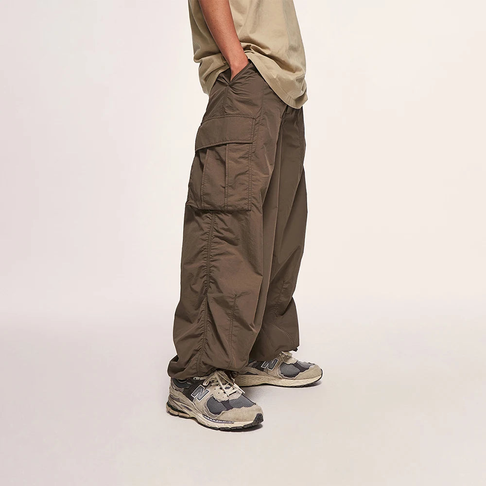 HOUZHOU Baggy Cargo Pants Men Parachute Oversize Cargo Wide Leg Trousers Male Summer Loose Casual Streetwear Hip Hop Pocket