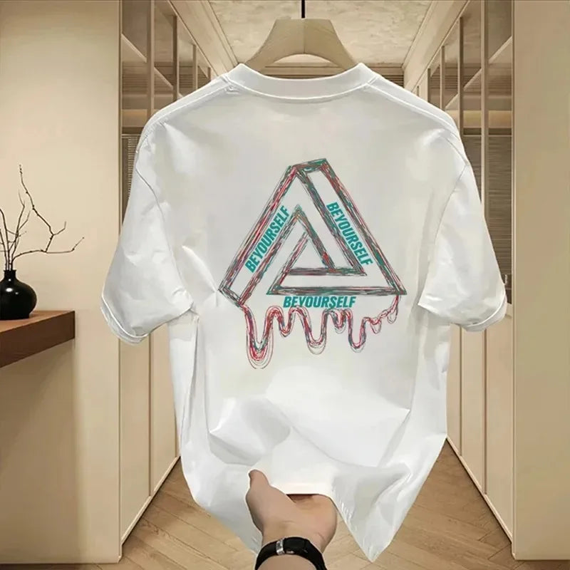 2023summer Cotton High Quality Printed T-shirt Short Sleeve Comfortable Soft Loose Fashion Top  American Retro T-shirt Men