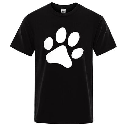 White Puppy Paw Print Man's T Shirts Comfy Crewneck Breathable Clothing Vintage Casual Men T-Shirts Oversize Vintage Tshirts