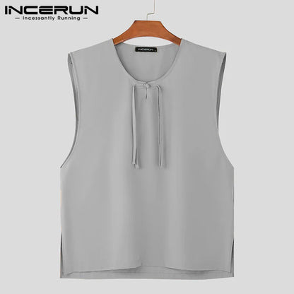 Handsome New Men's Tops INCERUN 2024 Street Hanging Buckle Design Vests Summer Casual Simple Solid Color O-neck Tank Tops S-5XL