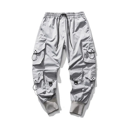 HOUZHOU Schwarze Cargohose für Herren, Jogger, Hip Hop, Techwear-Hose, Hippie-Cargohose für Herren, Streetwear, Übergröße, Taschen, Übergröße