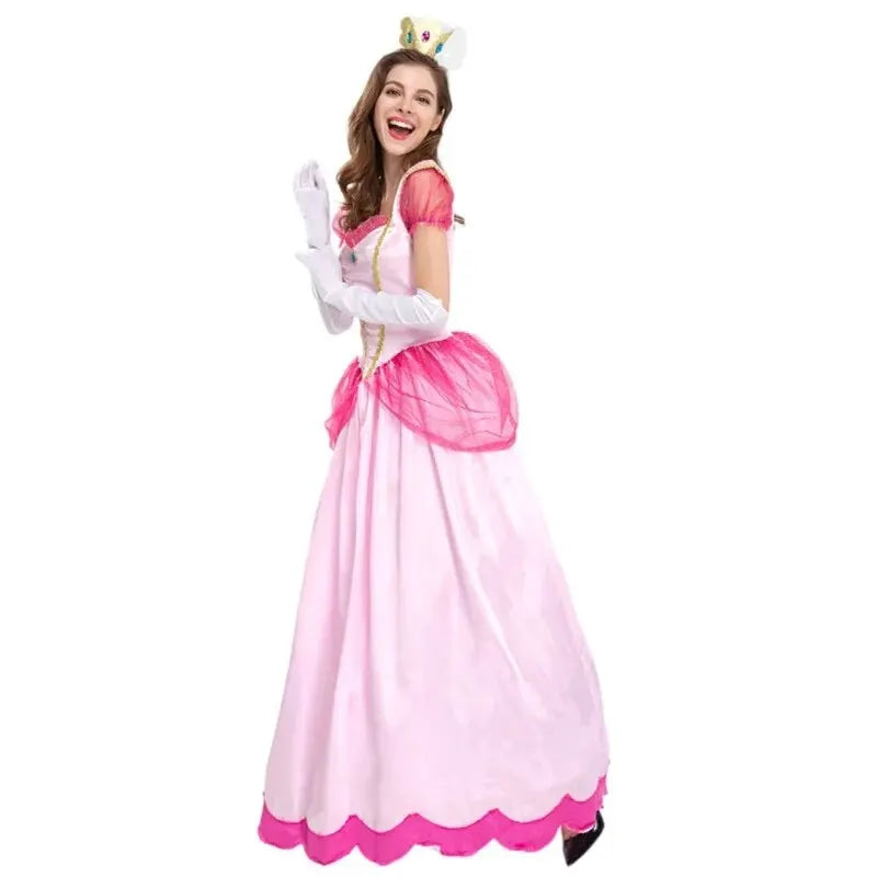 New Princess Dress Palace Party Queen Skirt Pink Peach Blossom Clothes Anime Halloween Costumes for Women