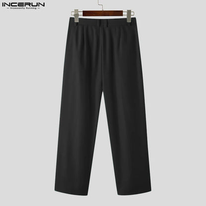 INCERUN 2023 Style coréen nouveaux pantalons pour hommes tout-match simple jambe large pantalons mode streetwear solide jambe droite pantalon S-5XL