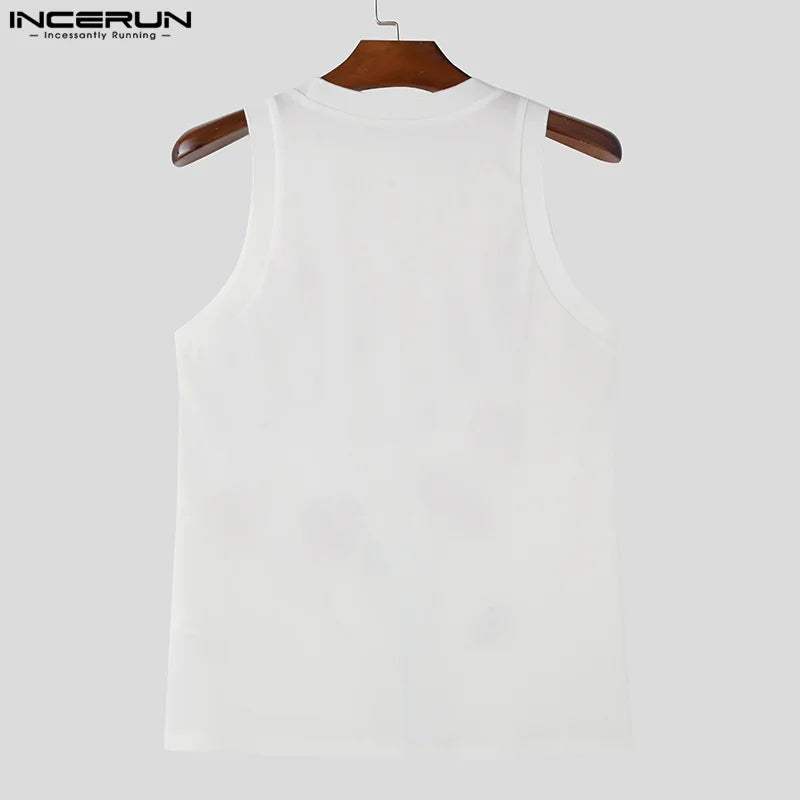 INCERUN Tops 2024 American Style Summer Fashion Mens Floral Print Vests Casual Streetwear Male Sleeveless O-neck Tank Tops S-5XL