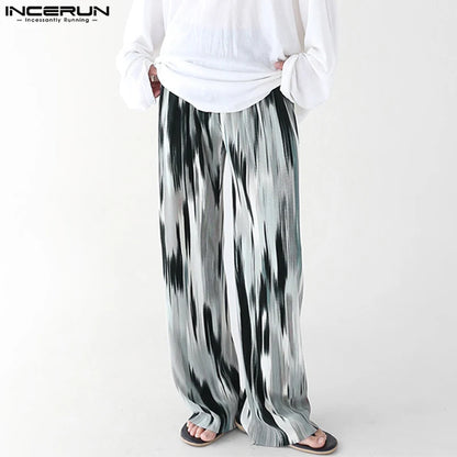 INCERUN 2023 Pantalons pour hommes de style coréen Mode Sagging Pit Stripe Texture Pantalons progressifs Casual Streetwear Pantalons longs S-5XL