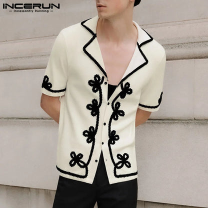 INCERUN Tops 2024 American Style Mens Fashion Printed Pattern Design Shirts Casual Streetwear Hot Sale Long Sleeved Blouse S-5XL