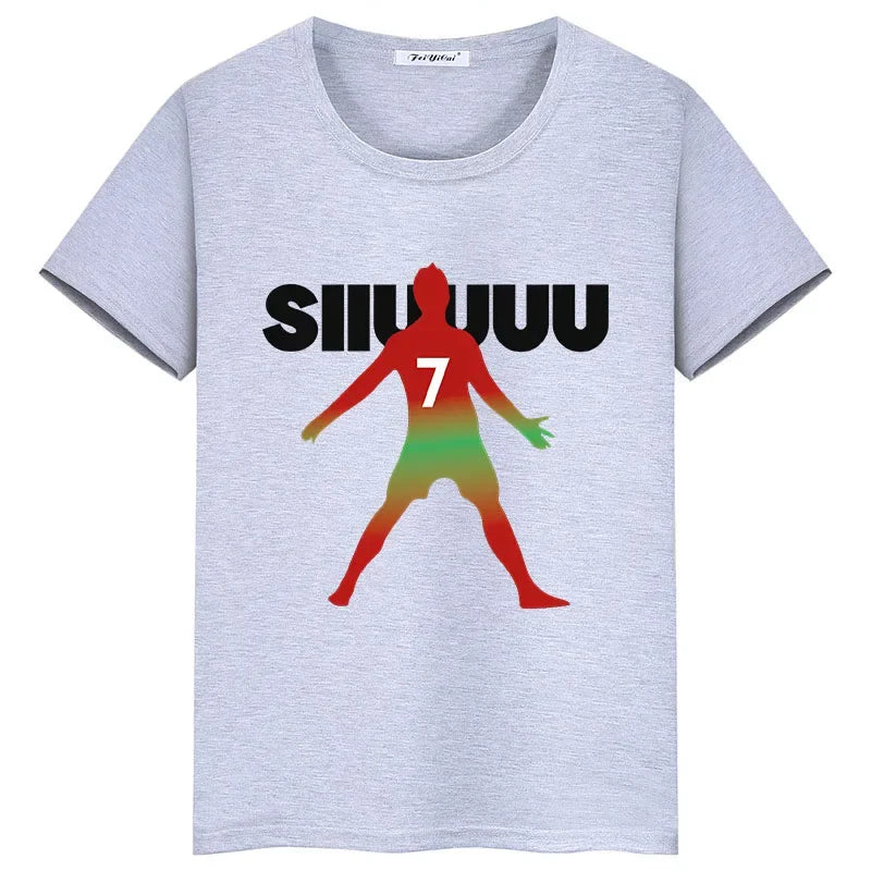 T-shirt pour enfants Ronaldo avec imprimé couleur arc-en-ciel, manches courtes, décontracté, personnalisé, vêtements d'été