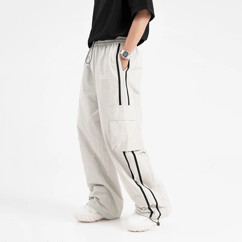 HOUZHOU Baggy Cargo Pants Men Vintage Oversize Joggers Harajuku Streetwear Sweatpants Wide Leg Trousers Male Unisex American