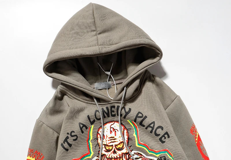 Kanye Fleece Skull Graffiti Mens Sweatshirt Oversize Harajuku Loose Casual Couple Hoodies Streetwear Pullover Hooded Hoodie