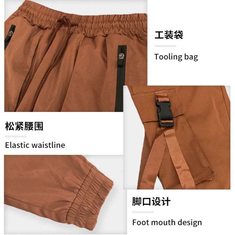 HOUZHOU Techwear Cargo Pants Men Harajuku Cargo Trousers Male Hip Hop  Loose Casual Streetwear Japanese Men Clothing Ribbon