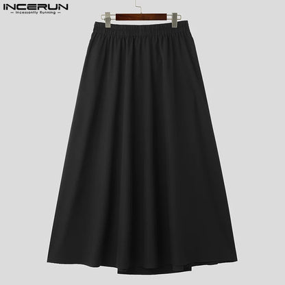 INCERUN 2023 Chinese Style Men Personality Trousers Fashion Wrap Style Print Pantalons Casual Streetwear Half Skirts Pants S-5XL