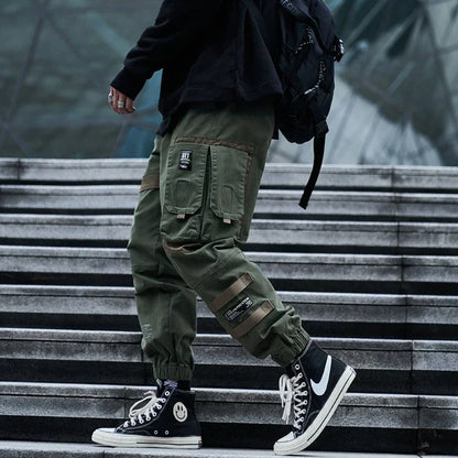 HOUZHOU Techwear Cargo Pants Men Pockets Hip Hop Joggers Japanese Streetwear Green Black Trousers Male Loose Casual Outwear