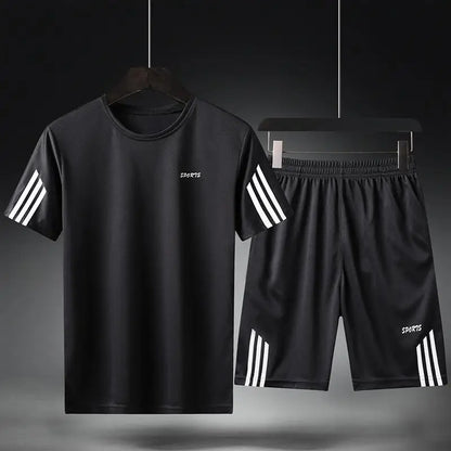 Combinaison de sport respirante d'été pour hommes, short à manches courtes, t-shirt ample à séchage rapide, pantalon court, combinaison de course décontractée