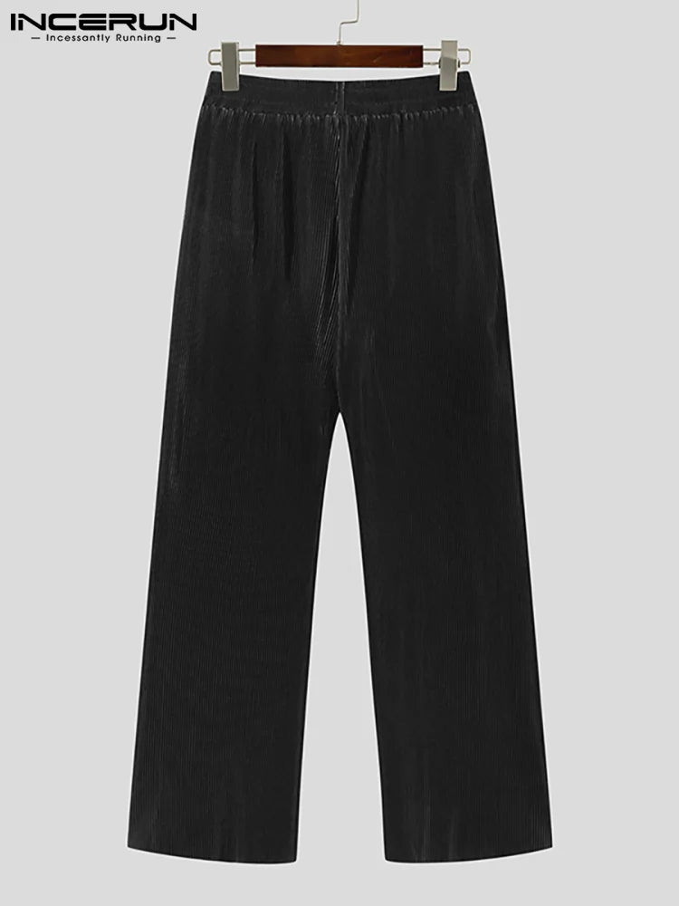 INCERUN Koreanischen Stil Neue Männer Breite Bein Gerade Hosen Casual Alle-spiel Bequeme Pantalons Elastische Taille Lose Hosen S-5XL