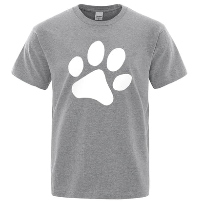 White Puppy Paw Print Man's T Shirts Comfy Crewneck Breathable Clothing Vintage Casual Men T-Shirts Oversize Vintage Tshirts