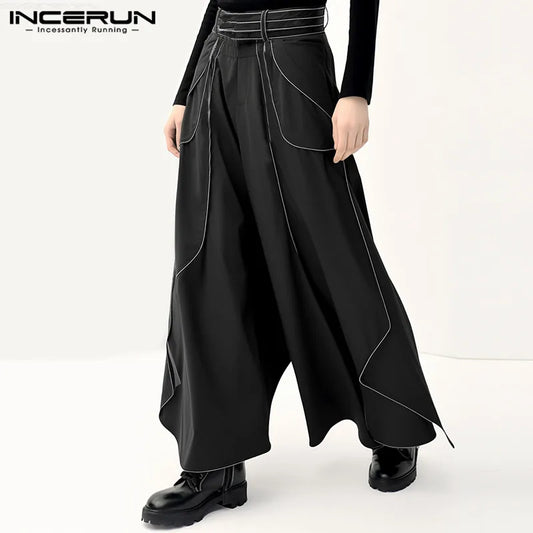 Stylish Simple Style Mens Pantalons INCERUN Deconstructive Multi Piece Design Pant Male Streetwear Loose Wide Leg Trousers S-5XL