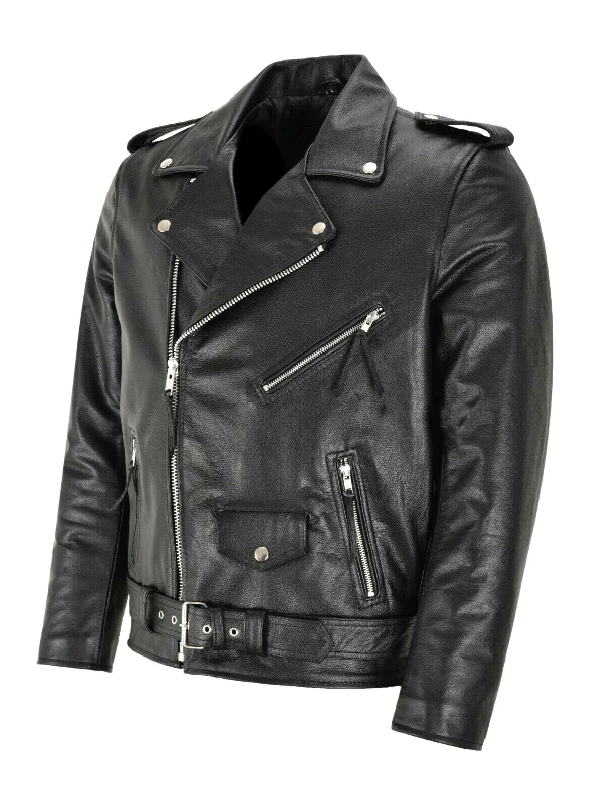 Men PU Leather Jacket Motorcycle Fashion Slim Fit Leather Coat