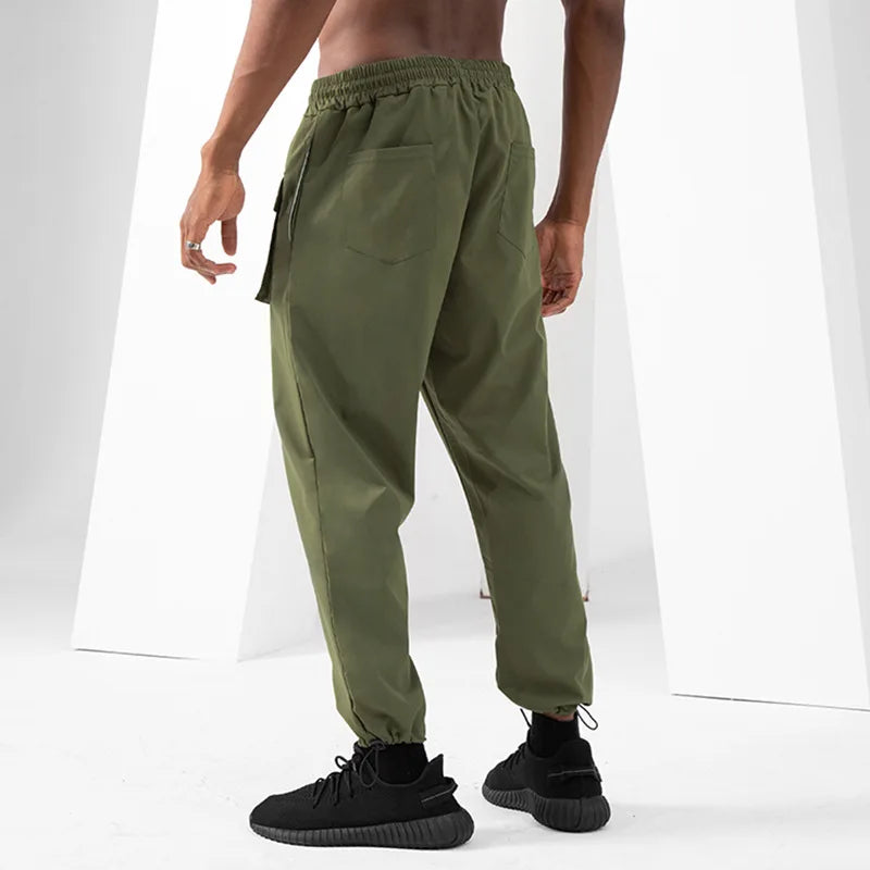 HOUZHOU Parachute Cargo Pants for Men Quick Drying Casual Techwear Black Trousers Male Big Size Summer Streetwear Hip Hop Pocket