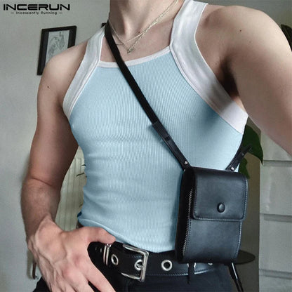 INCERUN Men Clothing 2024 Summer Tops Fashion Sexy Casual Tank Tops Streetwear Party Tee Tops Male Chemise Sleeveless Oversized