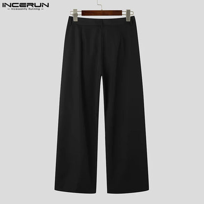 INCERUN 2023 American Style New Men's Pantalons Fashionable Spiky Style Trousers Casual Solid All-match Simple Long Pants S-5XL