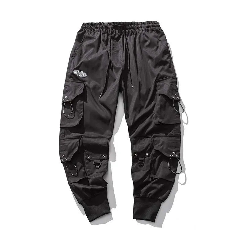 HOUZHOU Schwarze Cargohose für Herren, Jogger, Hip Hop, Techwear-Hose, Hippie-Cargohose für Herren, Streetwear, Übergröße, Taschen, Übergröße