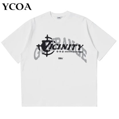 Men Tshirt Oversized 100% Cotton Hip Hop Y2k Streetwear Harajuku Tops Graphic Short Sleeve Tee Korean Fashion Aesthetic Clothing