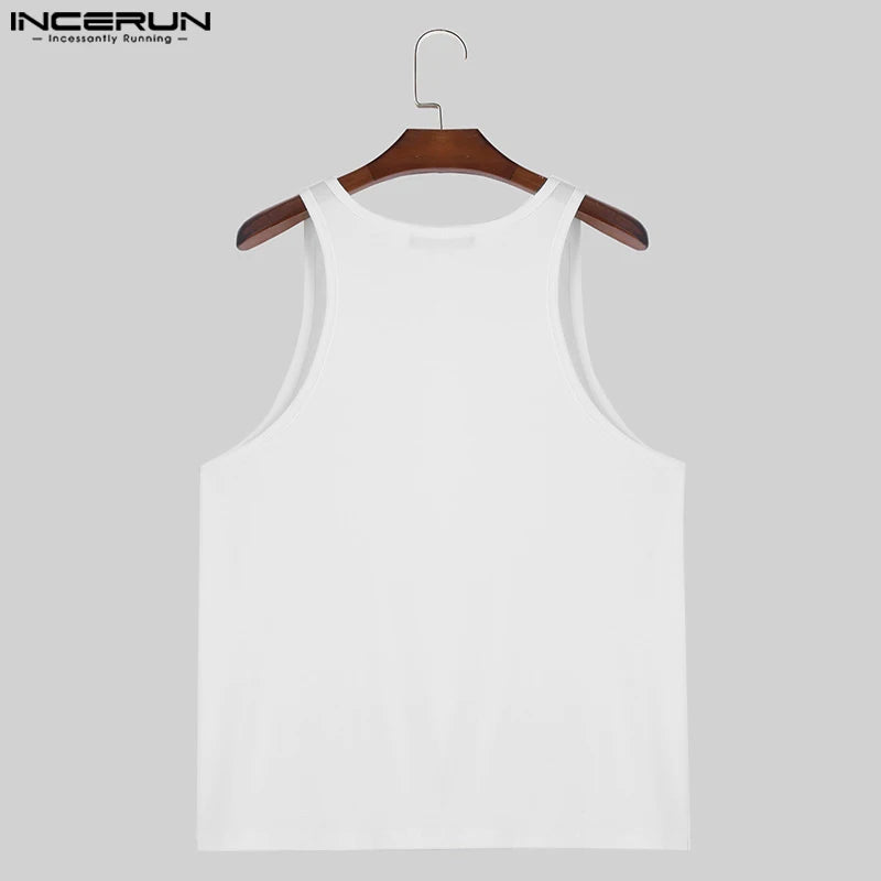 Handsome Well Fitting Tops INCERUN Men's Loose O-neck Sleeveless Vests Casual Streetwear Solid All-match Simple Tank Tops S-5XL