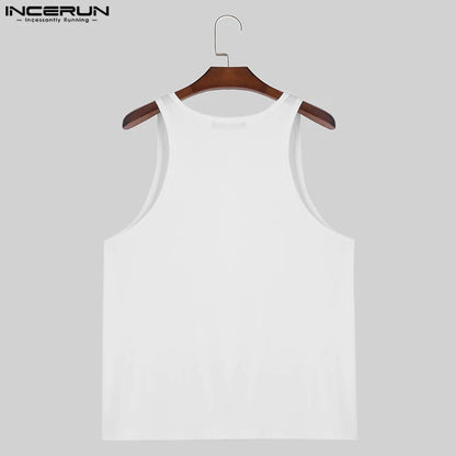 Handsome Well Fitting Tops INCERUN Men's Loose O-neck Sleeveless Vests Casual Streetwear Solid All-match Simple Tank Tops S-5XL