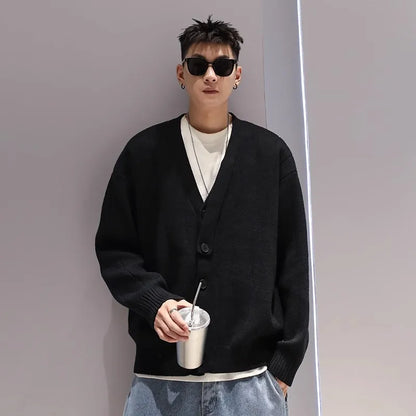 HOUZHOU Strickjacke Herren Pullover im koreanischen Stil im alten Stil für Herbst und Winter, lockere, lässige Herren-Streetwear