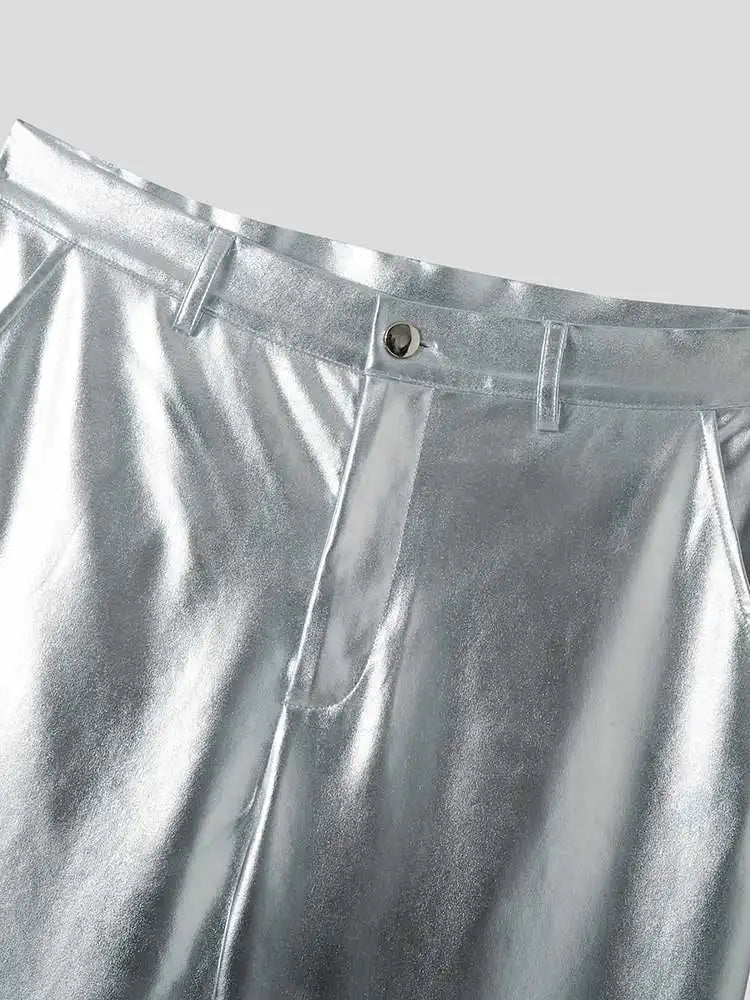 Männer Hosen Glänzende Feste Farbe Taste Jogger Taschen Streetwear Beiläufige Gerade Hosen Männer 2023 Mode Party Pantalon INCERUN 7