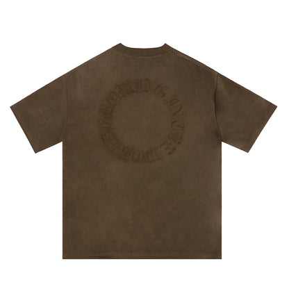 T-shirts d'été en daim à col rond avec broderie de lettres originales pour hommes et femmes, à manches courtes, streetwear, décontractés, surdimensionnés