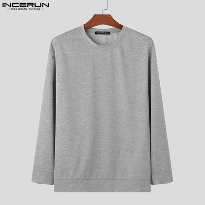 Handsome Well Fitting Tops INCERUN Men's Simple Letter Printed Pullovers Casual Streetwear O-neck Long Sleeved Sweatshirts S-5XL