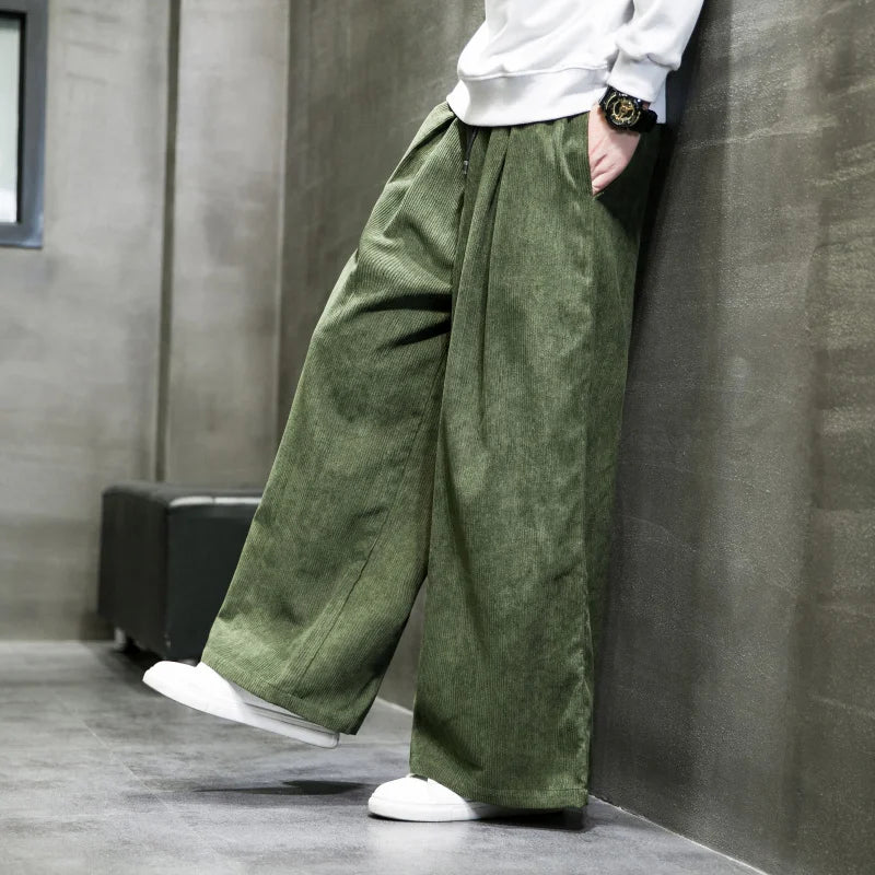 HOUZHOU Baggy Corduroy Pants for Men Japanese Oversize Wide Leg Trousers Male Big Size Casual Streetwear Hip Hop Harajuku 5XL