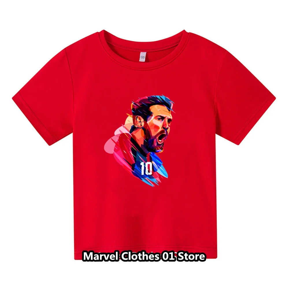 Messi Kinder-T-Shirt im gleichen Stil, Mira Bobo 3D-T-Shirt, neue Sommeroberteile, Herrenmode, kurzärmeliges Freizeit-T-Shirt, heißer Verkauf