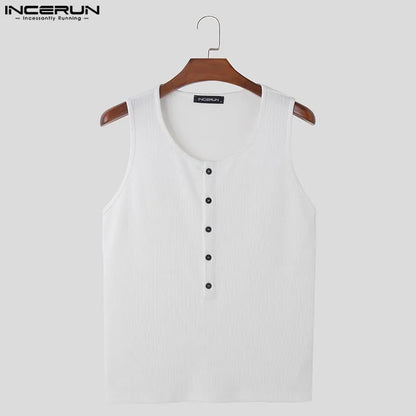 Casual Einfache Stil Tops INCERUN Mens Fashion Gestrickte Gestreifte Westen Männlichen Streetwear Gym Elastische Enge Solide Tank Tops S-3XL 2024