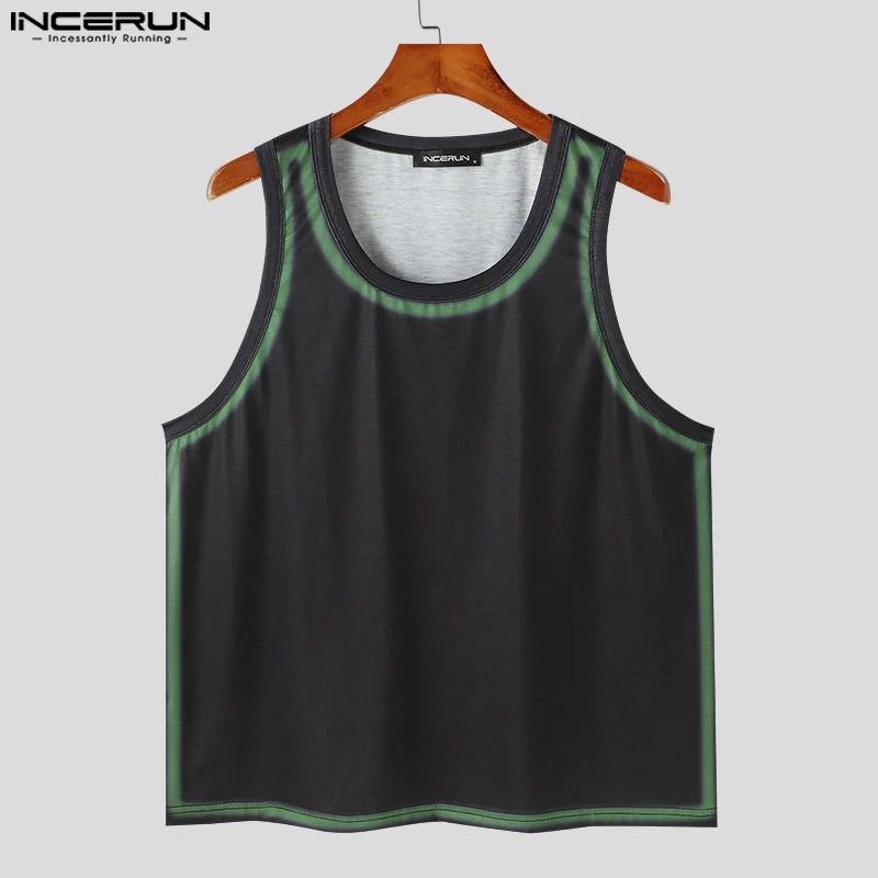 Stylish Casual Style Tops INCERUN Mens Personality Graffiti Printed Vests Summer Streetwear All-match Sleeveless Tank Tops S-5XL