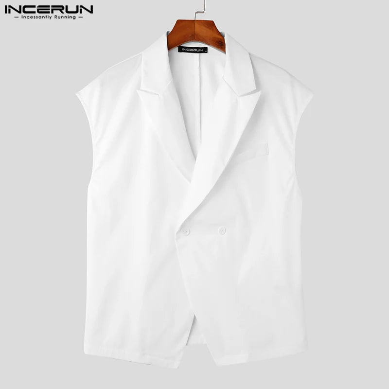 INCERUN Tops 2023 Style coréen Beaux hommes costumes gilets décontractés streetwear homme solide tout-match simple sans manches gilet S-5XL