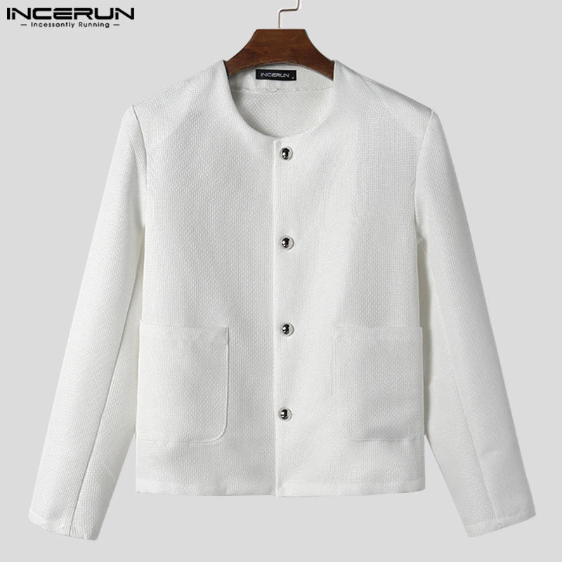 INCERUN Tops 2023 Amerikanischer Stil Neue Männer Modische Symmetrische Design Solide Blazer Casual Street Langarm Anzug Mäntel S-5XL