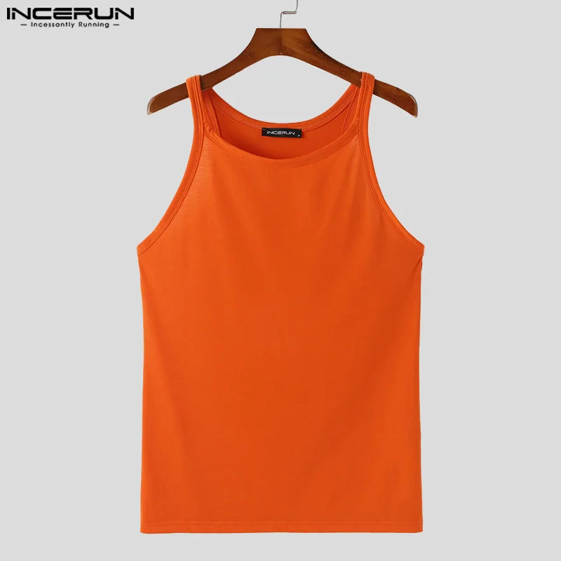 INCERUN Tops 2024 Korean Style Mens Summer Hot Selling Thin Vests Fashion Sexy Male Comfortable Solid Sleeveless Tank Tops S-5XL