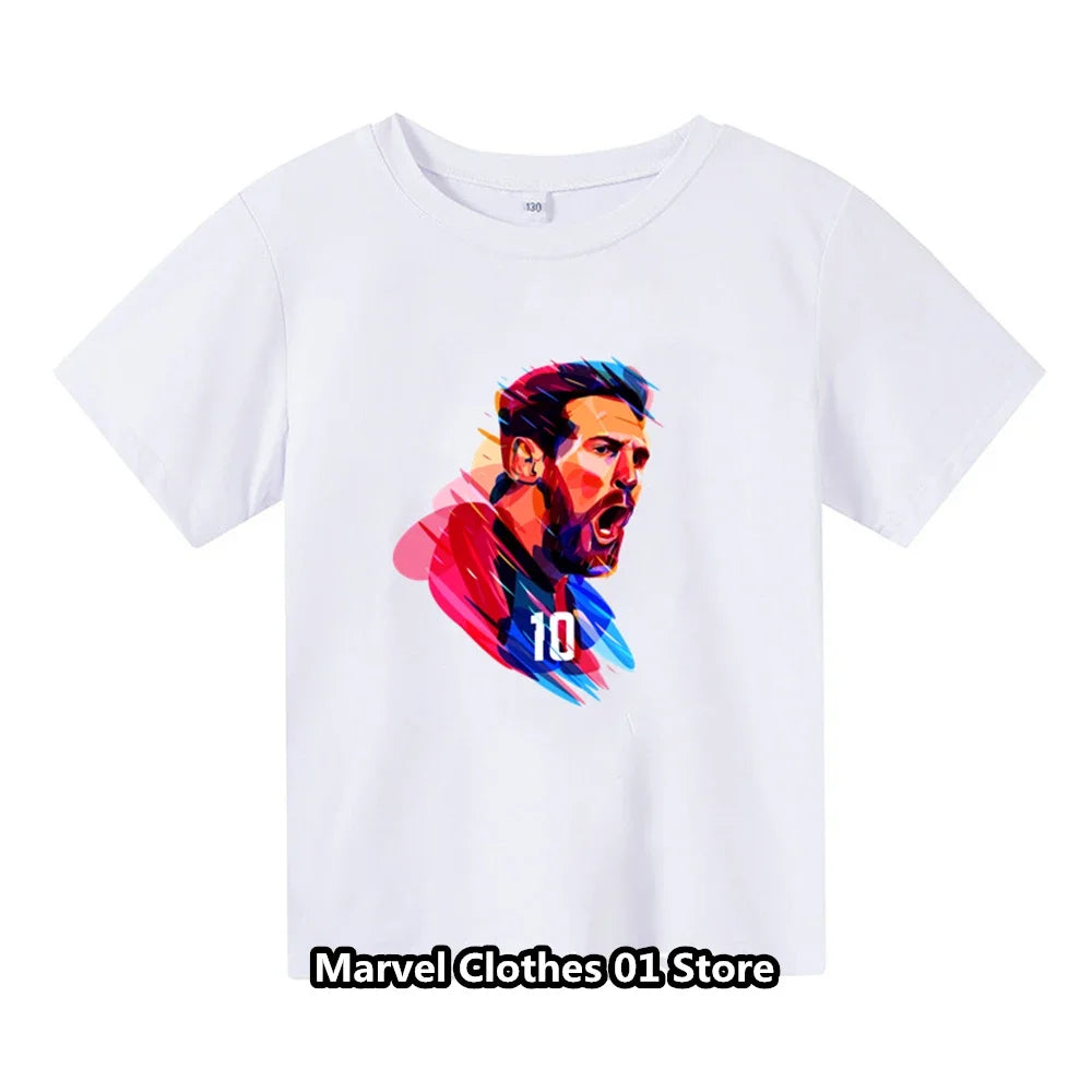 Messi Kinder-T-Shirt im gleichen Stil, Mira Bobo 3D-T-Shirt, neue Sommeroberteile, Herrenmode, kurzärmeliges Freizeit-T-Shirt, heißer Verkauf