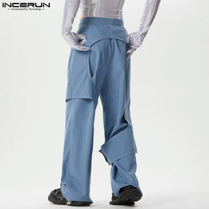 INCERUN 2024 Herrenhose im amerikanischen Stil, dekonstruktives Design, lässige Streetwear, All-Match-Pantalons mit weitem Bein, S-5XL