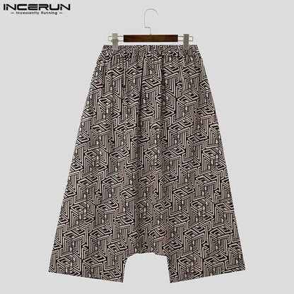 INCERUN 2023 Chinesischen Stil Männer Hosen Ethnische Druck Lose Sitzende Hose Casual Streetwear Männlichen Heißer Verkauf Pantalons S-5XL