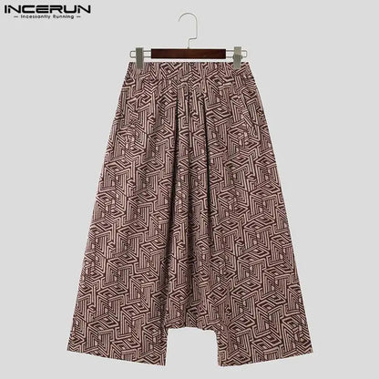 INCERUN 2023 Chinese Style Men's Pants Ethnic Printing Loose Fitting Trousers Casual Streetwear Male Hot Selling Pantalons S-5XL