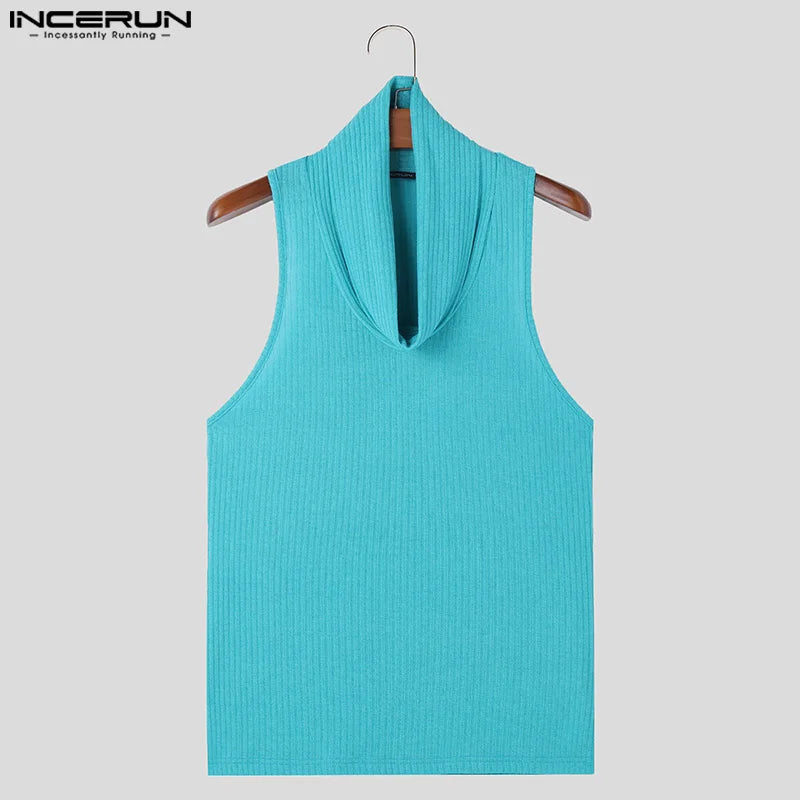 Summer Mens Clothing INCERUN 2024 Fashion Swinging Neck Pit Knitted Vests Male Casual Streetwear Solid Sleeveless Tank Top S-5XL