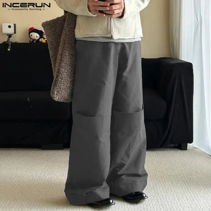 Fashion All-match Men's Pantalons INCERUN Deconstruction Design Solid Pant Casual Simple Male Loose Wide Leg Trousers S-5XL 2024